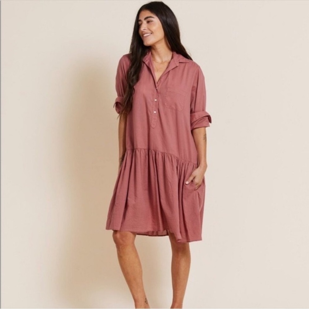 Frank & Eileen Grayson The Changemaker Pink Drop Waist Shirt Dress Red Small - Picture 3 of 10
